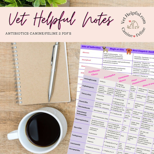 Veterinary antibiotics study guide, vet tech antibiotic cheat sheets, antibiotic reference guides