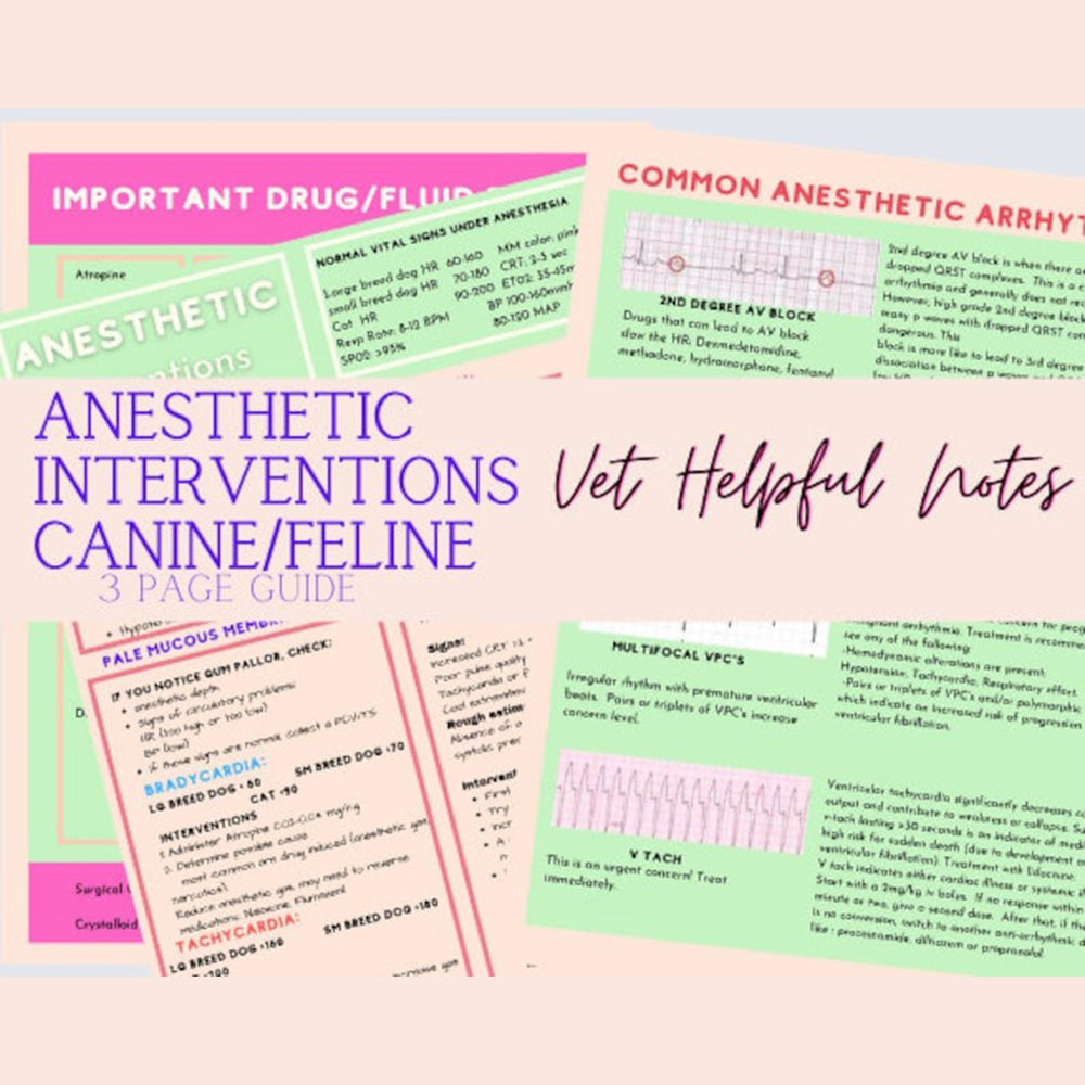 Veterinary Anesthesia- Intervention for Complications, Vet Tech, VTNE, Vet Med study guide