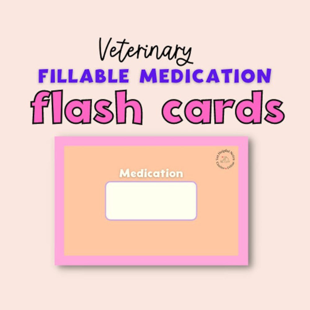 Drug card template veterinary pharmacology flashcards revision vet study aid vet tech medication flash cards shipped vet nurse study notes