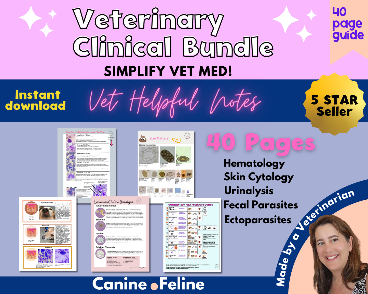 Veterinary Clinical Bundle: Hematology, Urinalysis, Fecal parasites, Ectoparasites, Skin and Ear Cytology