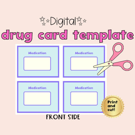 Digital drug card template veterinary pharmacology flash cards revision vet study aid vet tech medication flashcards digital vet