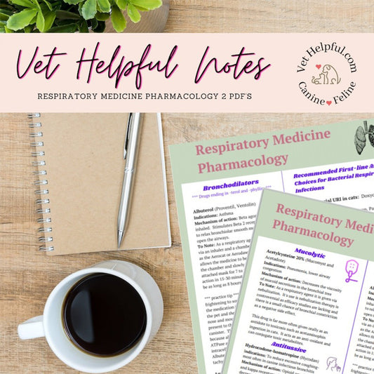 Vet Respiratory pharmacology, vet nurse notes, vet notes, pharmacology guide