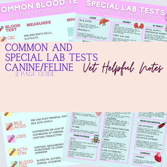 Common and special canine/feline blood tests- vet tech, vet nurse, vet student
