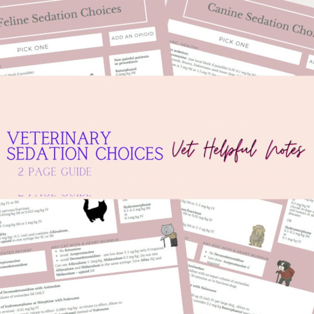 Veterinary sedation choices canine/feline, vet tech sedation drugs, vet nurse sedation drugs