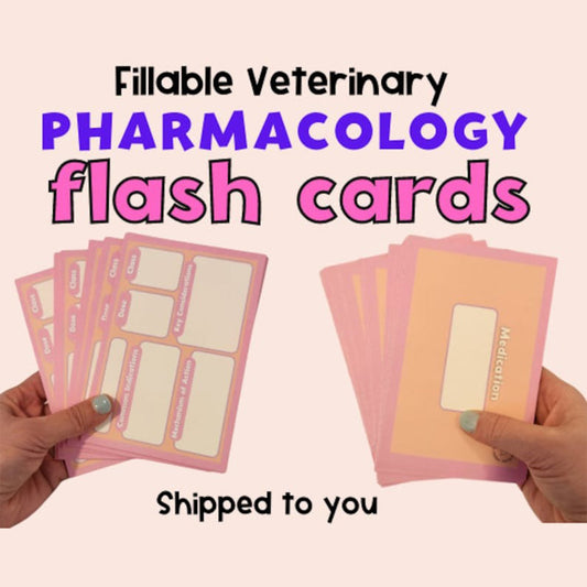 Drug card template veterinary pharmacology flashcards revision vet study aid vet tech medication flash cards shipped vet nurse study notes