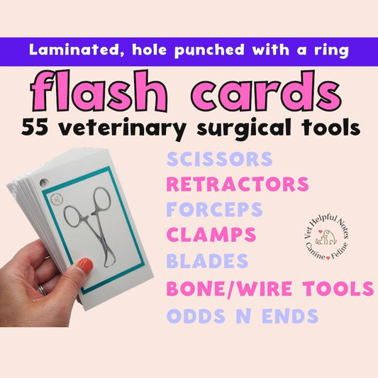 Vet flash cards surgery veterinary flashcards surgical instruments vet tech study cards vet med study cards vet tech gift veterinarian gift