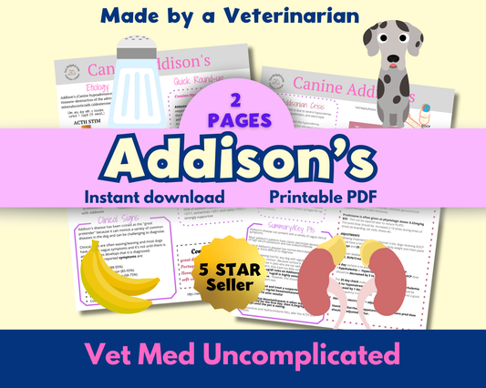 Canine Addison's Disease Guide- vet tech, vet student, veterinarian