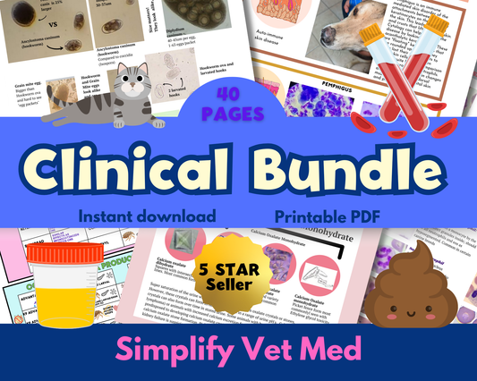 Veterinary Clinical Bundle: Hematology, Urinalysis, Fecal parasites, Ectoparasites, Skin and Ear Cytology