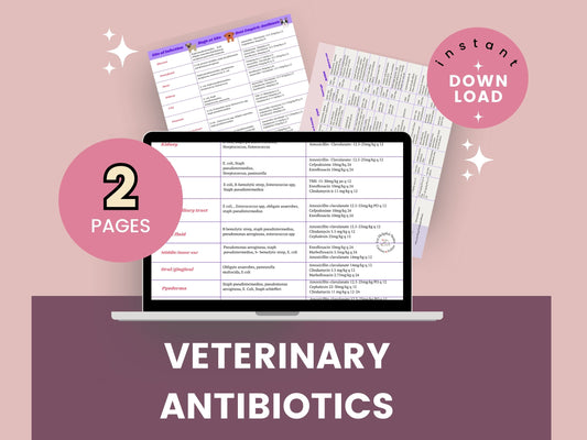 Veterinary antibiotics study guide, vet tech antibiotic cheat sheets, antibiotic reference guides
