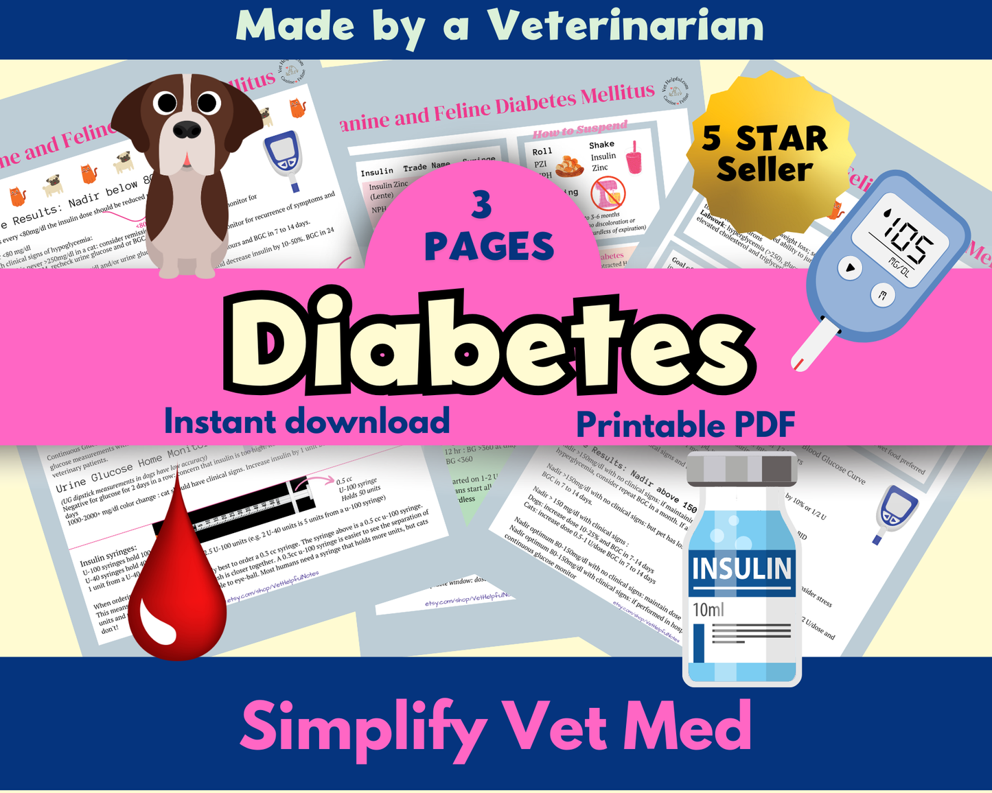 Canine/Feline Diabetes Guide, Vet Student Diabetes Guide, Vet Tech Diabetes Guide