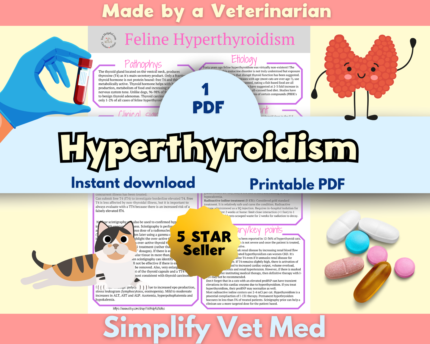 Feline Hyperthyroidism Guide, vet student notes, vet tech notes
