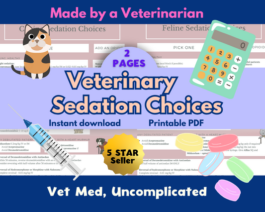 Veterinary sedation choices canine/feline, vet tech sedation drugs, vet nurse sedation drugs