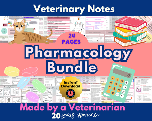 Veterinary pharmacology bundle: Antibiotics,GI, Cardio, Respiratory, NSAID/steroids, Opioid/sedation/anesthesia drugs, VTNE prep