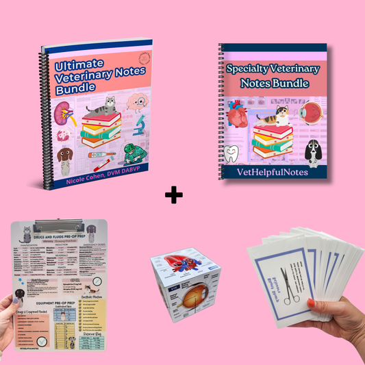 All 5 Ultimate Veterinary Bundle - 2 Books, Flashcards, Anatomy Cube and Anesthesia Clipboard