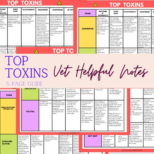 Top Toxins, Vet Med Notes for Vet Techs, Vet Nurses, Vet Students