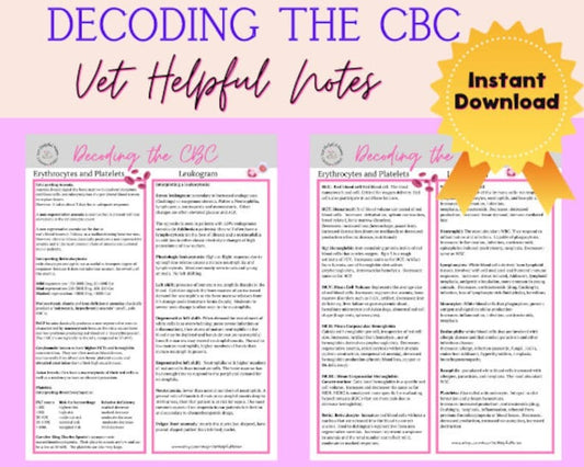 Veterinary CBC Interpretation Vet tech notes vet med student vet nurse CBC cheat sheet veterinarian medicine notes vet med instant download