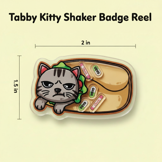 Tabby Kitty Shaker Badge Reel